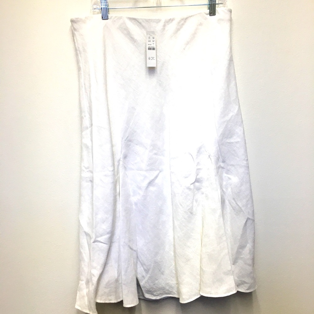 J Crew Gwyneth Flounce - Hem Slip Skirt 100% Linen Midi Large White Resort